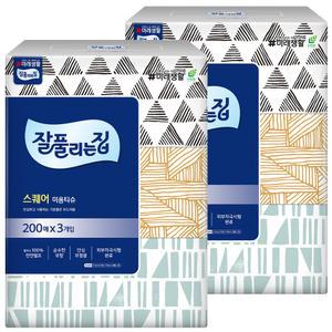 잘풀리는집 스퀘어 미용티슈200매 6개