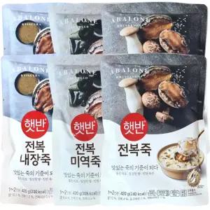 CJ제일제당 햇반 전복죽 2개+미역죽 2개+내장죽 2개 420g 간편즉석식