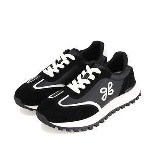 [BABARA](의정부점)소가죽 자수로고 5cm 여성스니커즈 BBH609BK