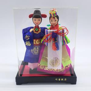 한국 전통 남녀 한복 인형 혼례 신랑신부 + 아크릴 박스(소) 외국인 선물 한국 기념품