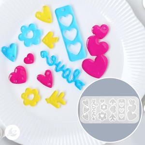 love 하트 화살 꽃 플라워 키링 레진 아트 몰드 RM442