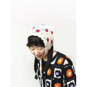 [앞머리]상큼한 체리 물결끝단 뜨개 니트 케이프 두건n0326_P391369468