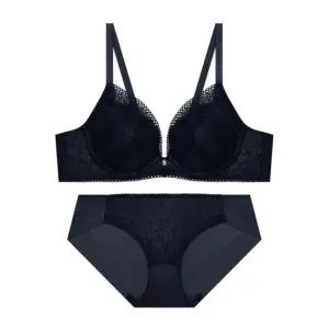 트라이엄프 레이스 소프트 와이어 커버업 네이비 브라 팬티 세트