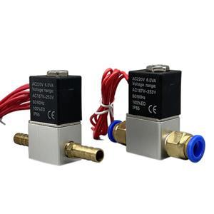 공압 전기 솔레노이드 밸브 2 포지션 정상 폐쇄 공기 마그네틱 호스 바브 연결 12V 6mm
