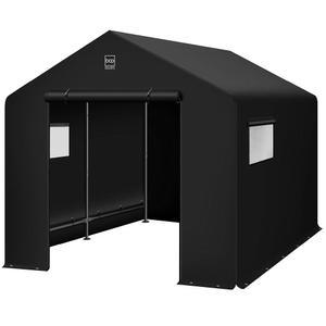 베스트 초이스 제품 10x8피트 야외 보관 창고, 카포트, 캐노피 쉘터, 듀얼 도어 & 윈도우, 메탈 프레임, 내후성, 오토바이, 자전거, 정원 도구 보관에 적합 - 블랙