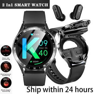 2024 TWS Bluetooth 이어폰 심박수 및 혈압 모니터 스포츠 및 피트니스 시계를 갖춘 2-in-1 스마트워치