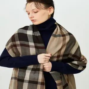 [닥스](강남점)DCSC5F111W2[25FW][WOOL100%] 여성 브라운 타탄체크 울 라이트 머플러