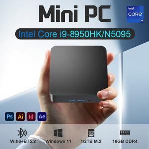 윈도우 11 미니 PC 인텔 코어 i9 8950HK 16GB 램 1TB SSD 컴퓨터 듀얼 WIFI 6 BT5.2 4K HD 미니 게이밍 사