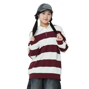 [소이] 여자 가을신상 와이드스트라이프카라맨투맨티(25F1454)