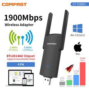 Comfast 1900Mbps WiFi USB 어댑터 5Ghz + 2G Adaptador RTL8814AU  Antena Para PC Linux Cle Stick USB3.