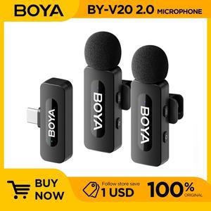 안드로이드 스마트폰 노트북용 BOYA 무선 라펠 마이크 2개 - 전방향 USB C 콘덴서 비디오 녹음