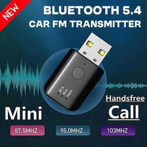 블루투스 5 4 FM 트랜스미터 마이크 핸즈프리 통화 USB 무선 어댑터 무손실 스테레오 음악 오디오 리시버 차량용 라디오