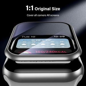 애플 워치용 스크린 보호대 필름, 강화 유리 케이스, 긁힘 방지 액세서리, iWatch 시리즈 9, 8, 7, 6, 5, S