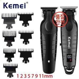 Kemei 2293 전문 이발사 머리 수염 트리머 무선 충전식 남성 가위 마무리 절단기