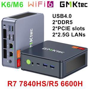 K6 M6GMKtec Nucbox 미니 소형 PC 게이머 AMD Ryzen 7 7840HS R5 6600H USB4 2개 PCIE DDR5 2.5G NUC 데스