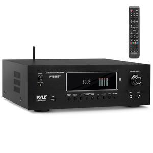 Pyle 1000W 블루투스 홈 시어터 수신기 - 4K 울트라 HD, 3D 비디오 및 블루레이 패스스루 지원, HDMI/MP3/USB/AM/FM 라디오를 갖춘 5.2채널 서라운드 사운드 스테레오 앰프 시스템 Pyle, Black