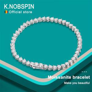 KNOBSPIN 3 클로 모이사 테니스 팔찌 3mm GRA 다이아몬드 체인 s925 스털링 실버 여성용 남성용