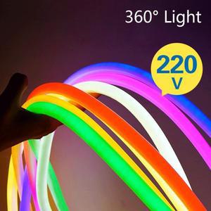 220V 네온 불빛 Led 스트립 SMD 2835 120Ledsm 유연한 튜브 360 라운드 사인 전원 플매트 카펫 러그 14MM