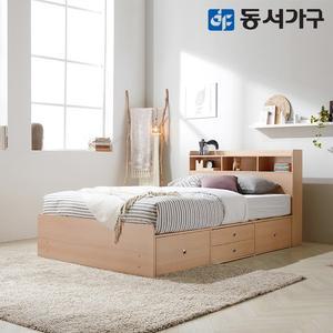 동서가구 비드가 슈퍼싱글 SS 수납헤드 깊은서랍 침대+편백황토숯 양면 매트리스 DF643288
