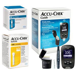 [공식 정품 판매점] 아큐첵 가이드 혈당측정기+시험지50T+채혈침110개