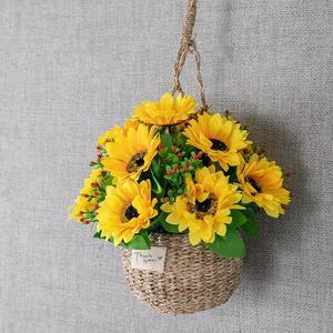 해바라기 조화 화분 바구니한가득 set 26cm 인테리어 꽃 테이블 장식 소품 금전화 풍수 행사 개업