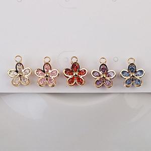 싼비즈 [7332-05]큐빅펜던트 큐빅다섯꽃 8x10mm 골드 ,1개