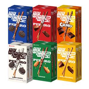 롯데데 빼빼로 초코+누드초코필드+아몬드+초코쿠키+크런키+화이트쿠키x각2개(총12개)