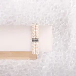 시후주얼리 두 줄 8mm 크리스탈진주 팔찌 EC364Bc_8W 화이트진주팔찌 /큰진주팔찌/두줄팔찌/진주체인팔찌/