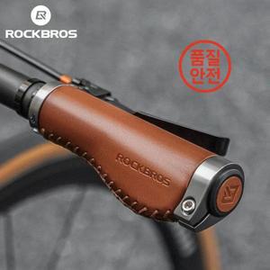 손잡이ROCKBROS 자전거 핸들 바 그립 미끄럼 방지 커프스 커버 인체 공학적 소프트 탑 그레인 가죽 MTB 액