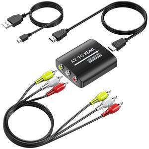 RCA-HDMI 변환기, TV/PC/N64/Wii/PS1/PS2/STB/ /VHS/VCR/ DVD 플레이어용 GINGIN 1080p/720p AV-HDMI 변환기, RCA 및 HDMI 케이블