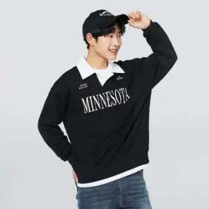 HC04 주니어 레트로 카라 맨투맨티 봄 가을 블랙 그린 카라 맨투맨티  24f1405
