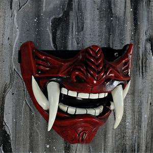 할로윈 무사 도깨비탈 가면 공포 PRAJNA 프레 블랙 MASK 오니가면 괴물