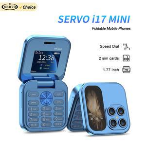 SERVO I17 미니 손전등 핸드폰 플립 FM 음성 플레이어 SIM 네트워크 전화 휴대 비디오 2G 상자 작은 카드 라디오 매직 듀얼 접이식