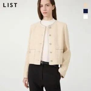 리스트 라운드넥 배색 트위드 자켓_ TWWJKP50020