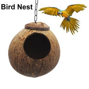 사다리가있는 천연 코코넛 새 둥지 오두막 매달려 집 은신처 Lovebird 비둘기 애완 동물 용품을위한
