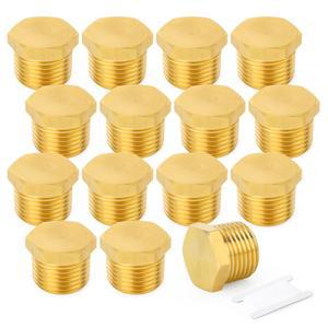 태셔 15PCS 황동 육각 파이프 나사 소켓 외부 1/2인치 남성 NPT 플러그 피팅