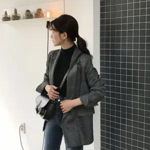 가을 체크 롤업 소매 자켓 여성 캐주얼정장 기본템 아우터 면접룩