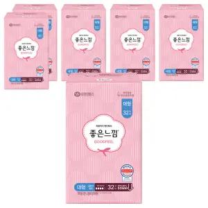 좋은느낌 오리지널 저자극 흡수력 울트라슬림 생리대 날개형 대형 32개입 6개