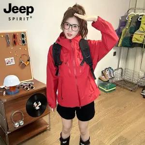 JEEP SPIRIT 여성 아웃도어 등산 봄 가을 모자 달린 바람 막이 3-in-1 재킷