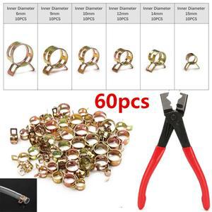 60PCS 또는 플라이어 스프링 밴드 유형 진공 호스 파이프 클램프 저압 에어 클립 6mm/9mm/10mm/12mm/14mm/1