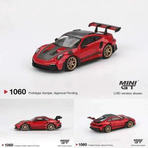사전 판매 MINIGT 1060 1:64 포르쉐 911 992 GT3 RS 바이사흐 패키지 가드 레드 다이캐스트 자동차 모델 컬