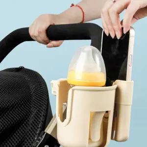 유모차 컵홀더 스마트폰 거치대 베이지 젖병홀더