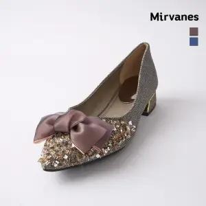 미르바네스슈즈 큐빅 리본 플랫슈즈