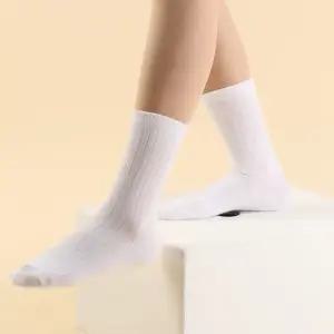 국산 여성 투골지 장목(10켤레) 골지 무지 스쿨 기본 중장목 여자 학생 흰색 화이트 교복 양말 비바삭스
