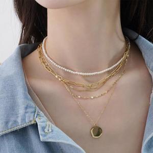 여자 클립 방지 키치룩 알러지 타원 사슬 목걸이_3