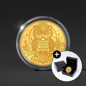 [골드팡] 24k 황금행운 부엉이 순금코인 0.1g  + 프리미엄 가죽패키지