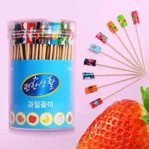 국산 과일 꽂이 이쑤시개 300p 업소용 요지/과일꼬치/손잡이꼬지/과일요지/대나무손잡이꼬지/과일이쑤시개