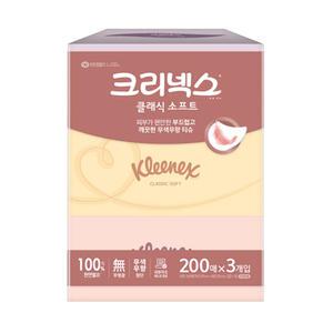 크리넥스 클래식 소프트 티슈 200매 3개입 X 1팩