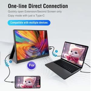 휴대용 보조 모니터 Anmite 15 인치 1080P HDR IPS 게임 USB 유형 HDMI 전화 노트북 데스크탑 스위치 PS4 XBOX