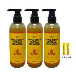 [마미케어]  애사비 클렌저 특대용량 200ml x 3개 + 체험분 2매 증정 _사과 토닝 광채
